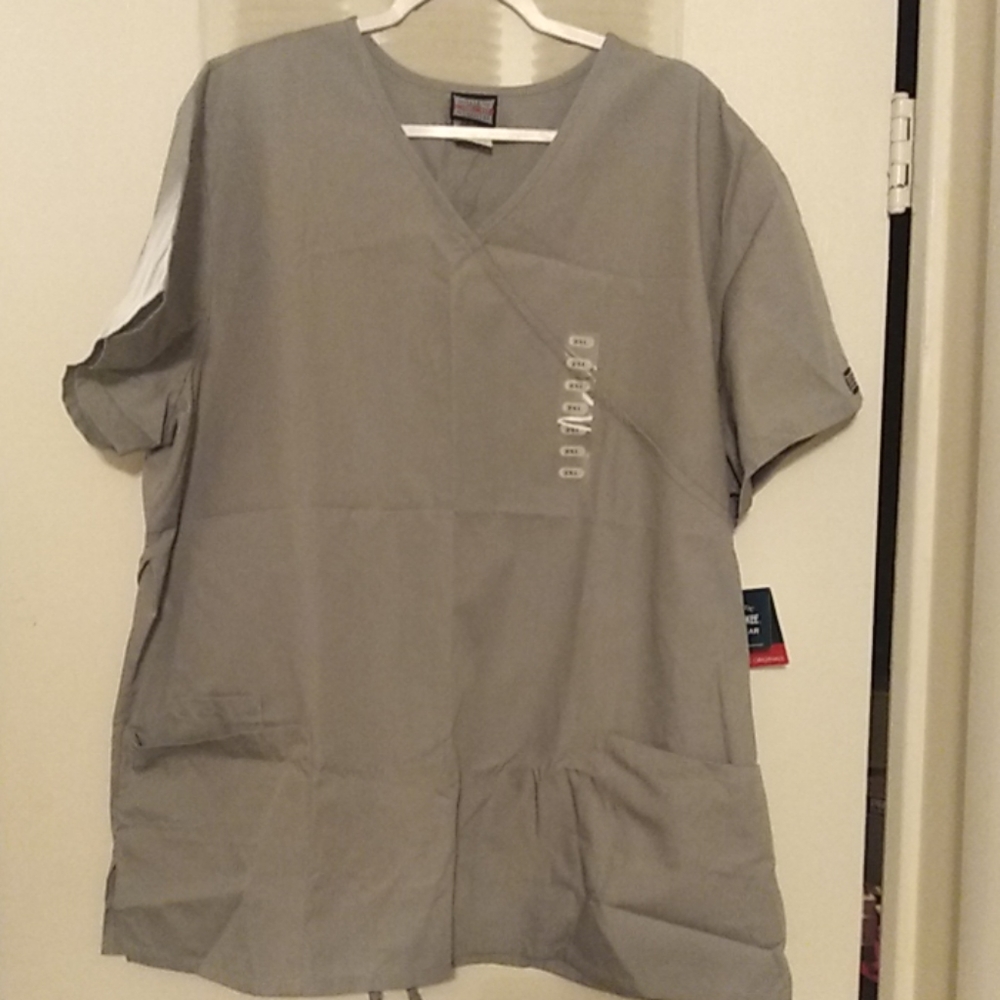 Cherokee Workwear Mock Wrap Scrub Top